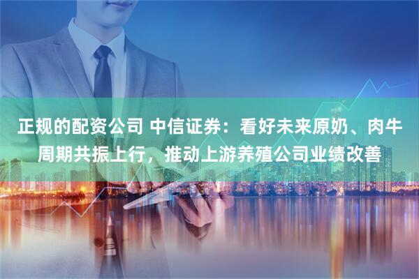 正规的配资公司 中信证券：看好未来原奶、肉牛周期共振上行，推动上游养殖公司业绩改善