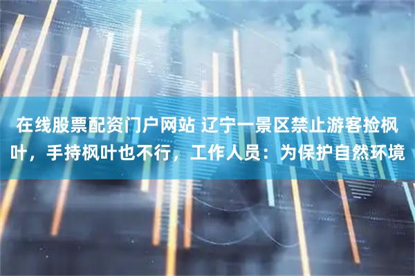 在线股票配资门户网站 辽宁一景区禁止游客捡枫叶，手持枫叶也不行，工作人员：为保护自然环境